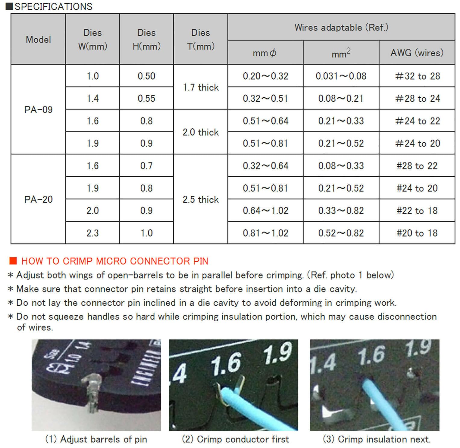 Universal-Crimpzange, zum Crimpen von unterschiedlichen Crimpverbindern der wichtigsten Steckverbinderhersteller. ENGINEER PA-09