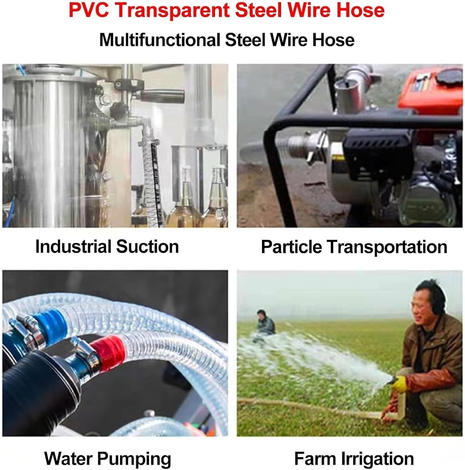 PVC Tube Steel Wire Tubing Flexible， Wall Thickness 2.5MM Flexible Transparent Durable Tubing Length 9.8FT for Aquarium Pond(Inner Diameter 25mm)