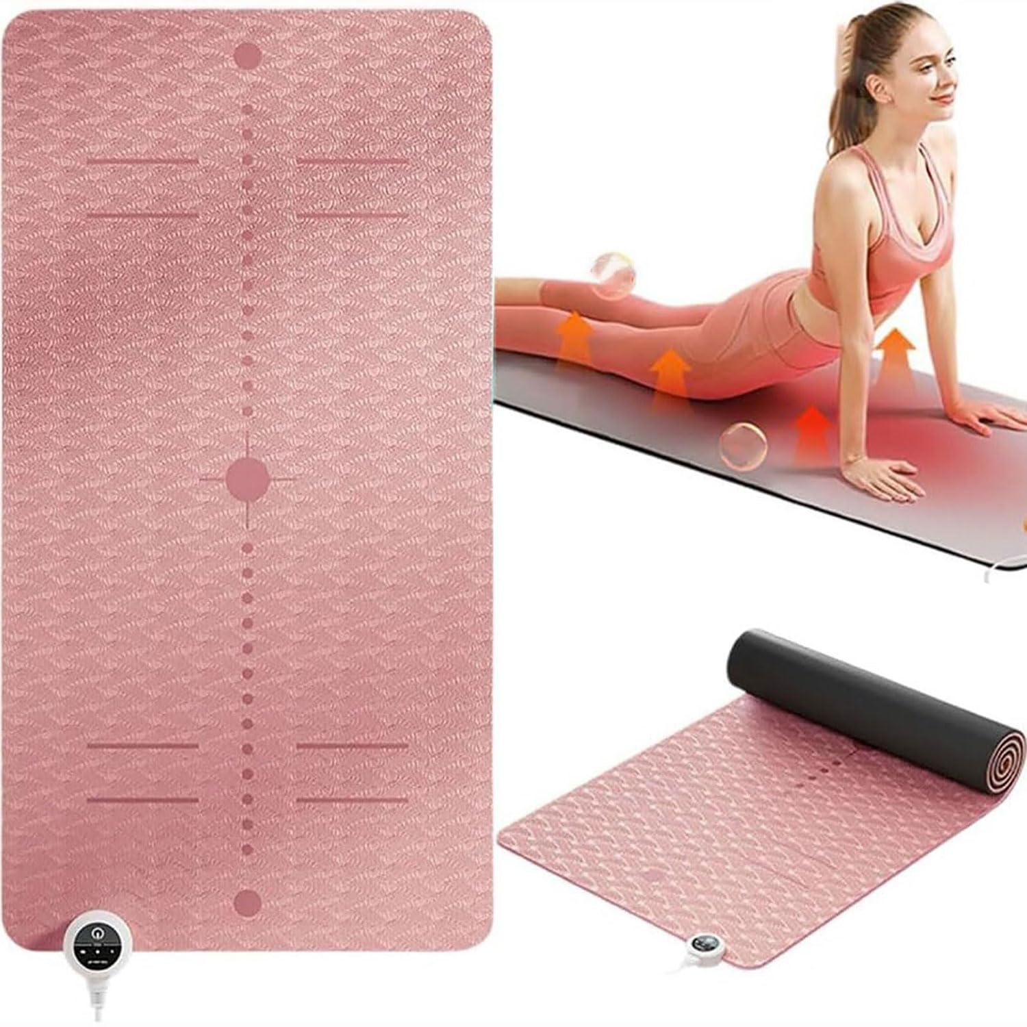 Tapis de yoga chauffant en TPE premium de 8 mm pour un confort thermique absolu