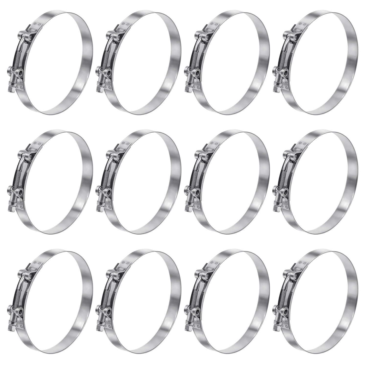 Snapklik.com : 12 Pack 4 Inch T-Bolt Hose Clamps, Stainless Steel304 ...