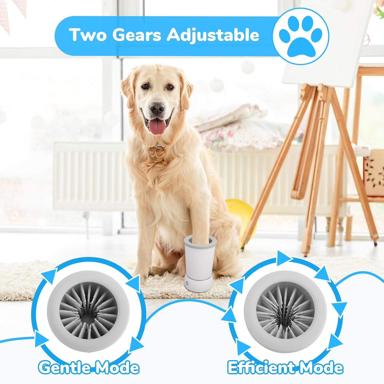 Automatic Dog Cleaner Washer and Massager, Electric Pet Foot Paws Washer for Dogs Cats, USB Portable Dog Feet Cleaner Cup for Small to Medium Dogs, Pet Grooming Supplies(White)