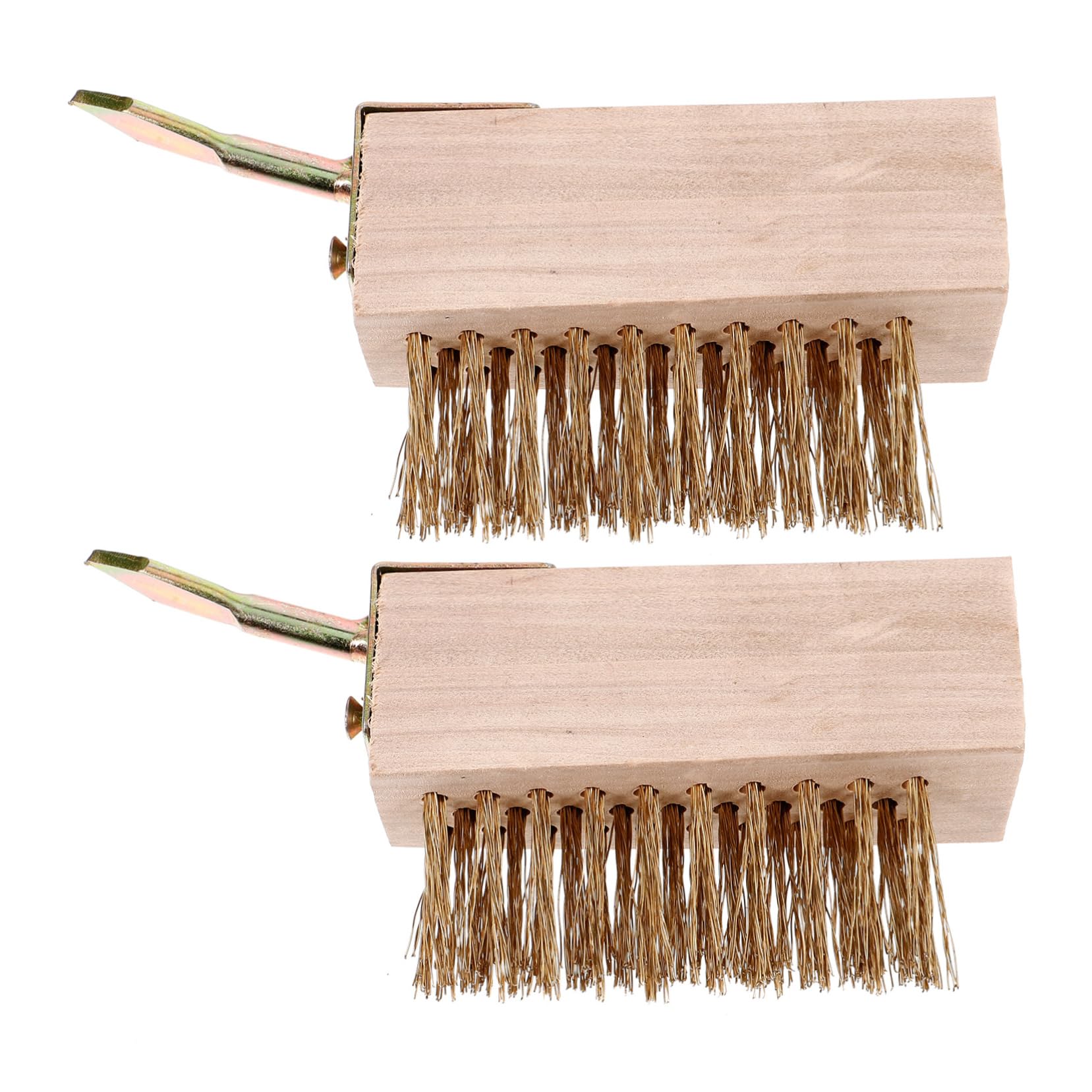 SUPVOX 2Pcs Heavy Duty Garden Wire Brush Long Handle Steel Wire Exfoliating Tool for Patio Paving Moss and Crevice Cleaning for Stubborn Grass Removal