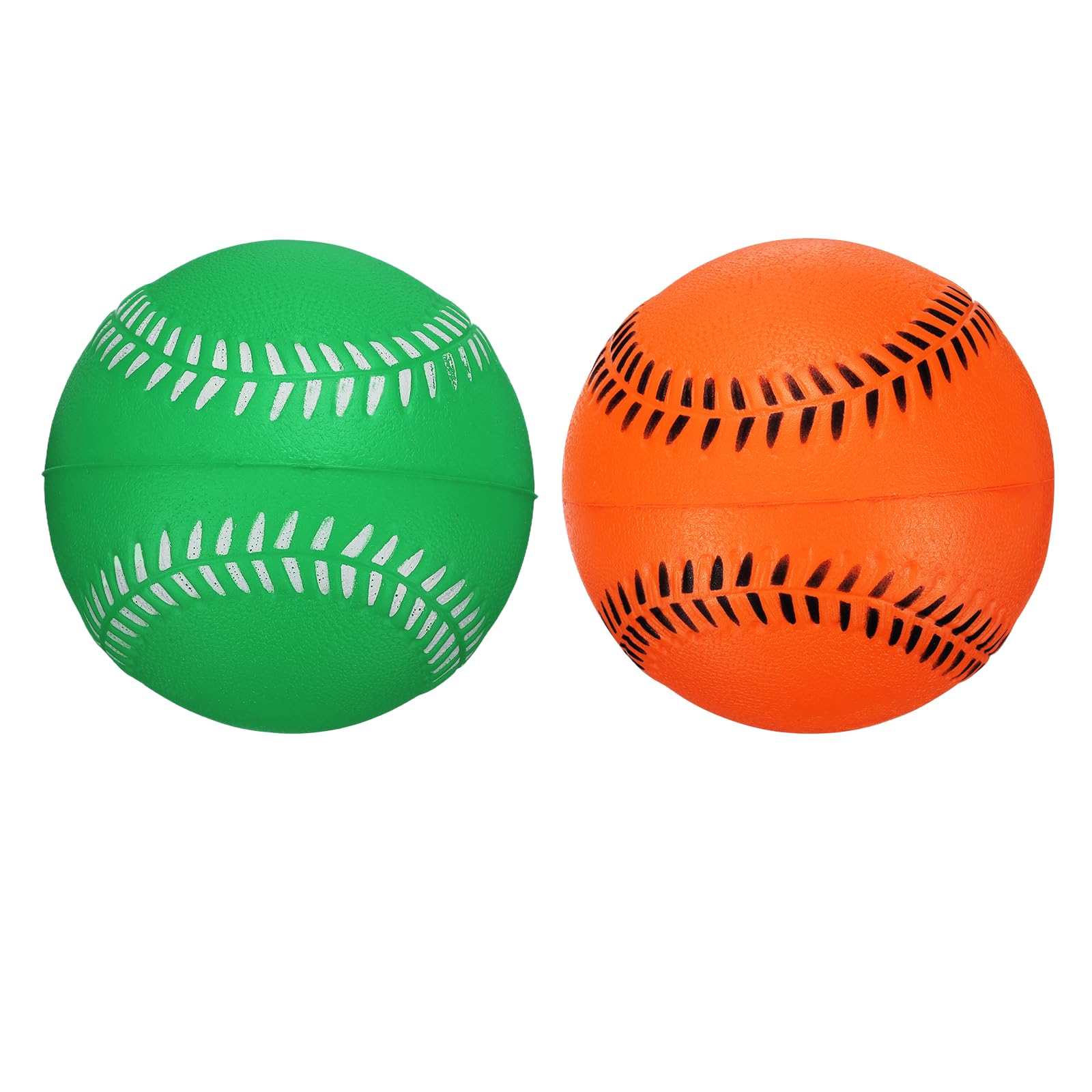YELARXI Soft Sponge Foam Baseballs, PU Solid Baseballs Training Practice Ball 9" & 2 Pack & Green/Orange-Fitting for (Daily Practice/Fun Sports/Competition)