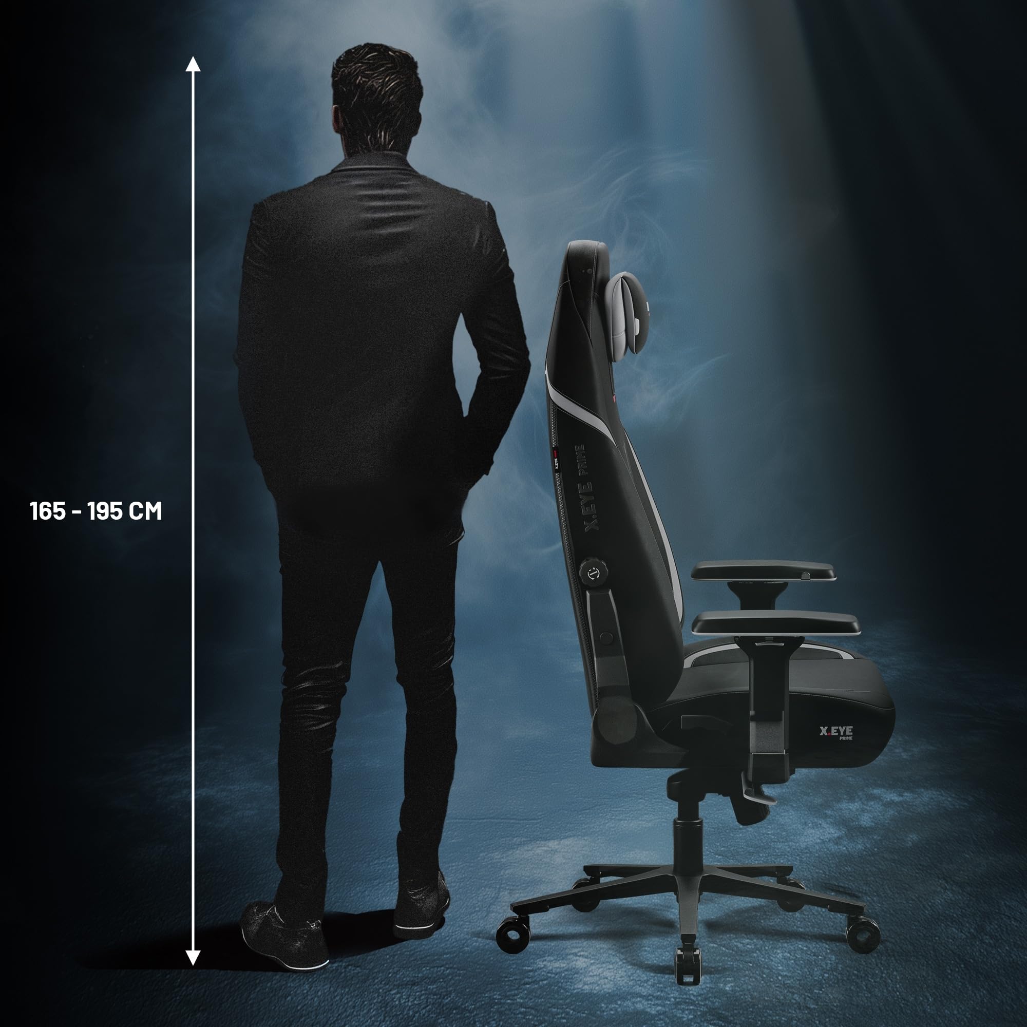 DIABLO X.Eye Prime Sedia Gaming Ufficio Ergonomica Poltrona Gamer Tessuto Poggiatesta Magnetico Seduta Rinfrescante Supporto Lombare Regolabili Braccioli 4D Caricabile fino a 140 kg Burned Black