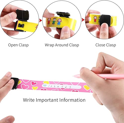 Miniatura 3 de 14 pulseras de identificación de seguridad para niños, pulseras de identificación reutilizables, impermeables, pulseras de identificación para niños