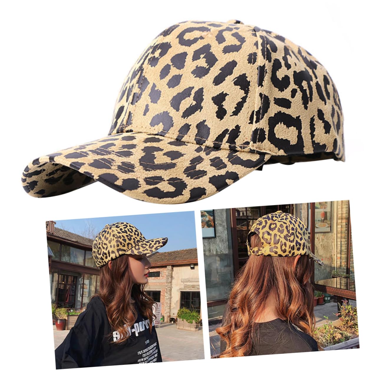Parasole Cappello Anti UV Baseball di Cotone Cappello da Baseball Donna Leopard