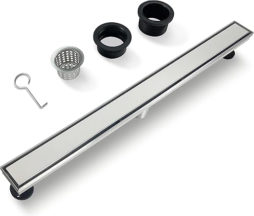 Miniatura 7 de Drenaje de ducha lineal de 24 pulgadas con cubierta extraíble de rejilla de inserción de azulejos 2 en 1 y certificado CUPC de acero inoxidable