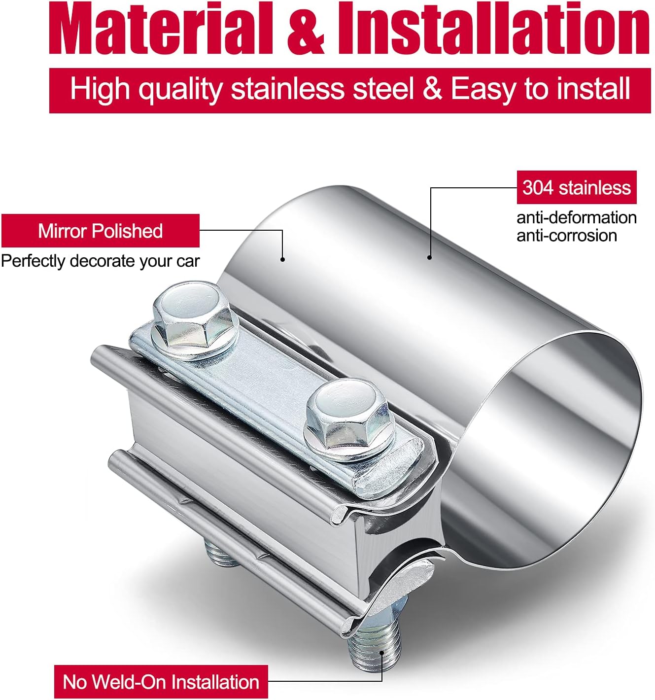 2.25"Stainless Steel Butt Joint Exhaust Seal Band Clamp