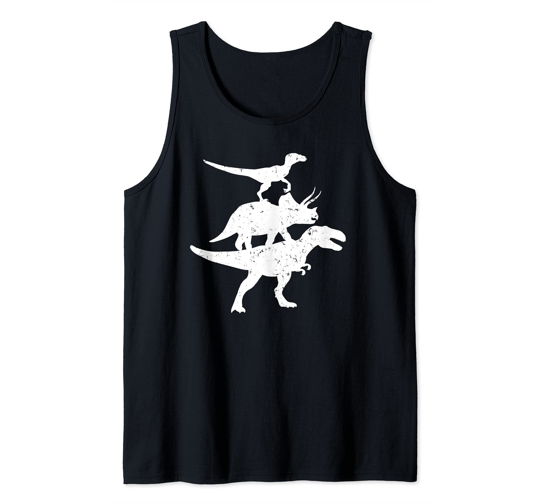 Dinosaurs Velociraptor T-Rex Triceratops Design Tank Top