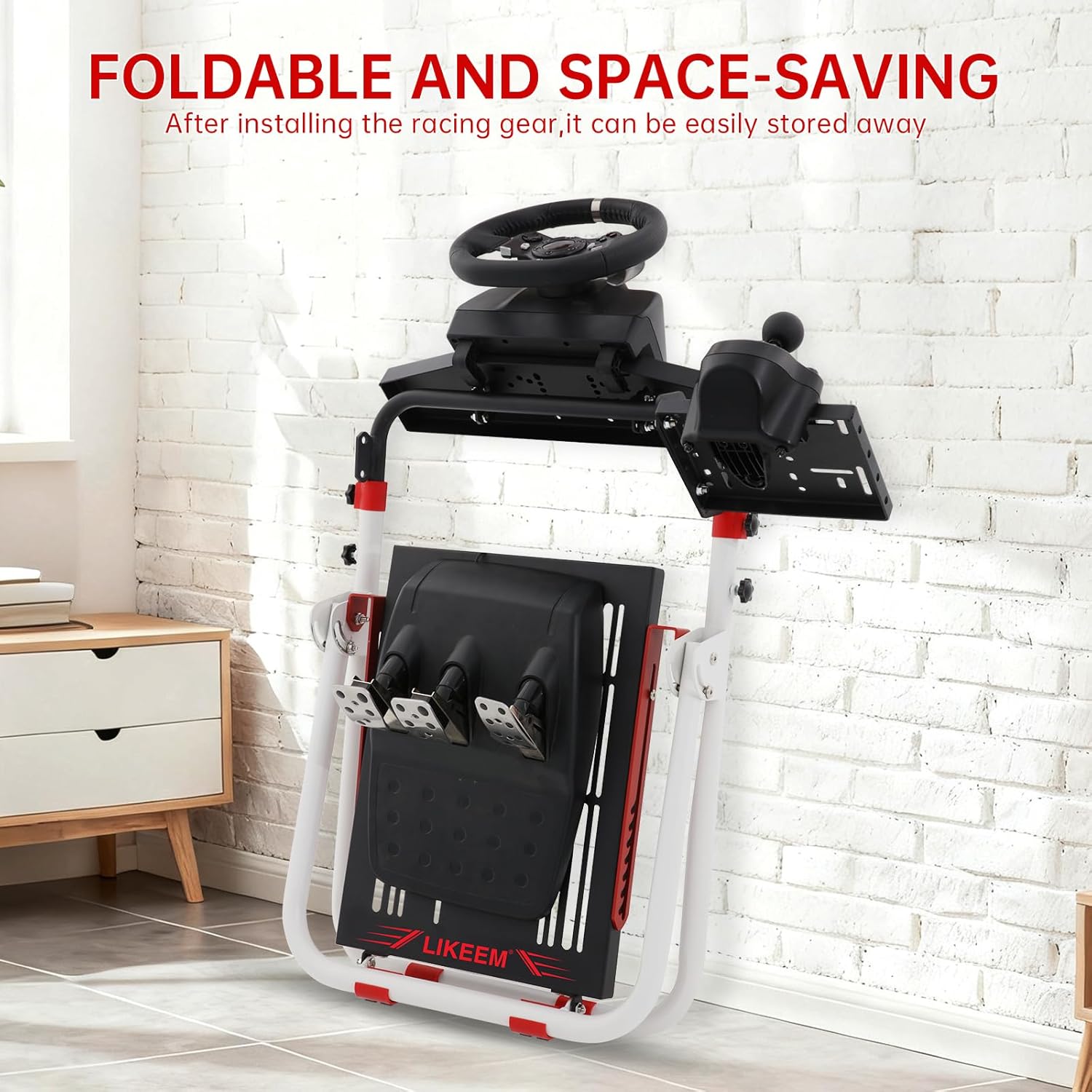 Likeem Foldable Sim Racing Wheel Stand, Racing Steering Shifter Mount for Logitech G25 G27 G29 G920, Racing Simulator Cockpit Video Game Accessories, Shifter Wheel Pedals NOT Included