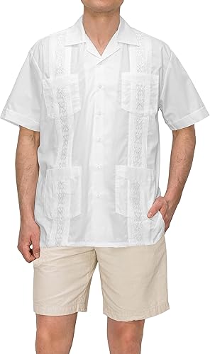 Miniatura 5 de OmegaTux Omega Cuban Guayabera - Camisa de manga corta, puros de boda, playa, barman casual