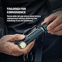 Vista 4 de OLIGHT Perun 3 - Linterna frontal recargable, 3000 lúmenes LED con luz roja, lámpara frontal impermeable con diadema para campamento al aire libre