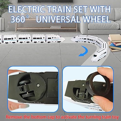 Miniatura 2 de OTONOPI Juego de tren de juguete, paquete de 5 tren eléctrico bala con luz y sonido, motor de locomotora de metro a pilas con gancho, juguete