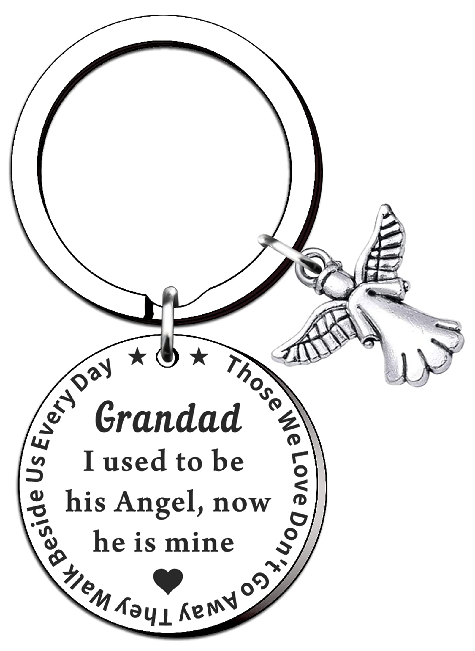 TTOVENGrandad Memorial Keyring Smpathy Gift Loss of Grandad Funeral Gifts from Granddaughter Grandson I Used to Be His Angel Now he's Mine Keyring (Grandad)