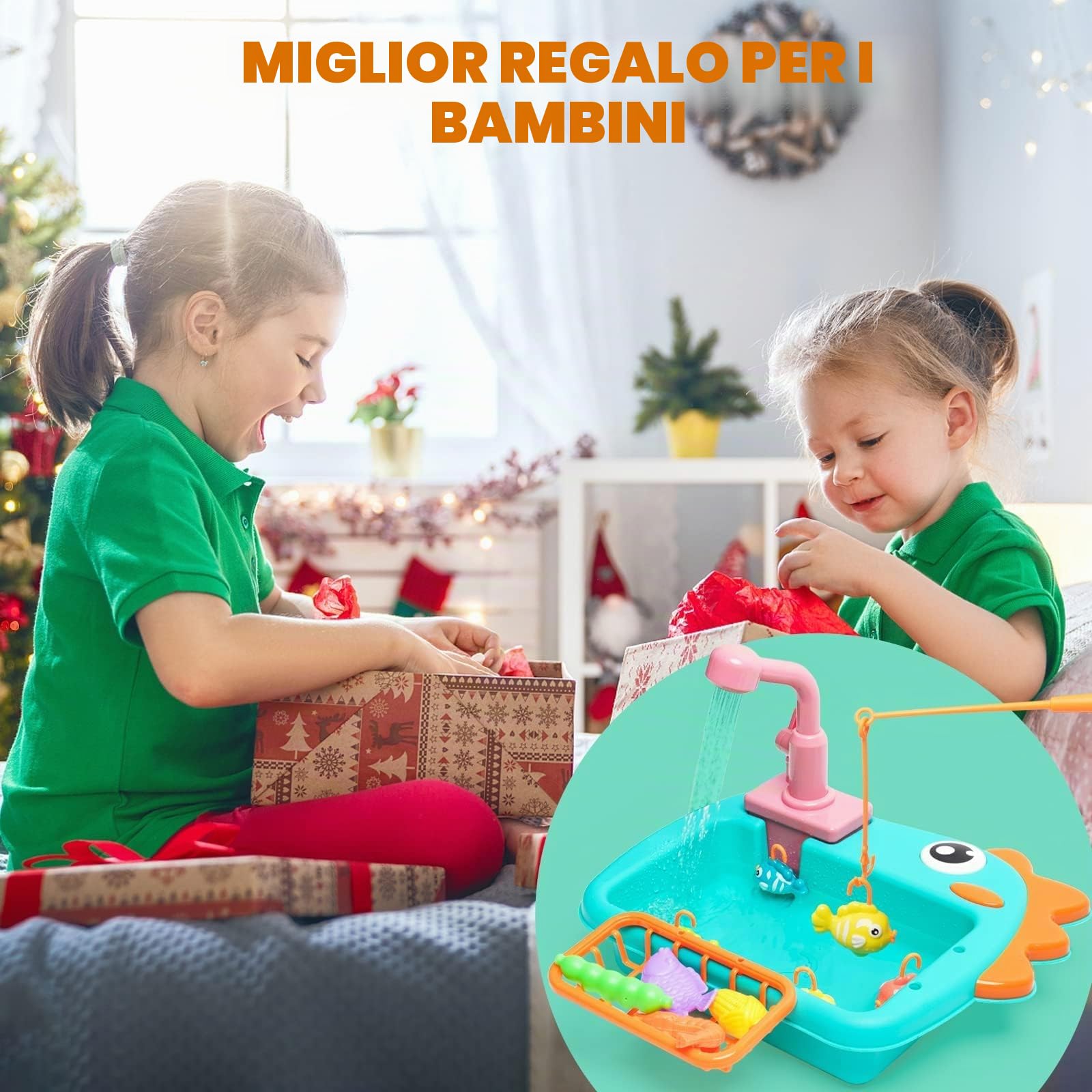 Giocattolo Lavello da Cucina con Rubinetto Aggiornato,Giocattoli per lavello da Cucina Set con Acqua Corrente,Giocattolo per Lavastoviglie per Giochi di Ruolo per Bambini