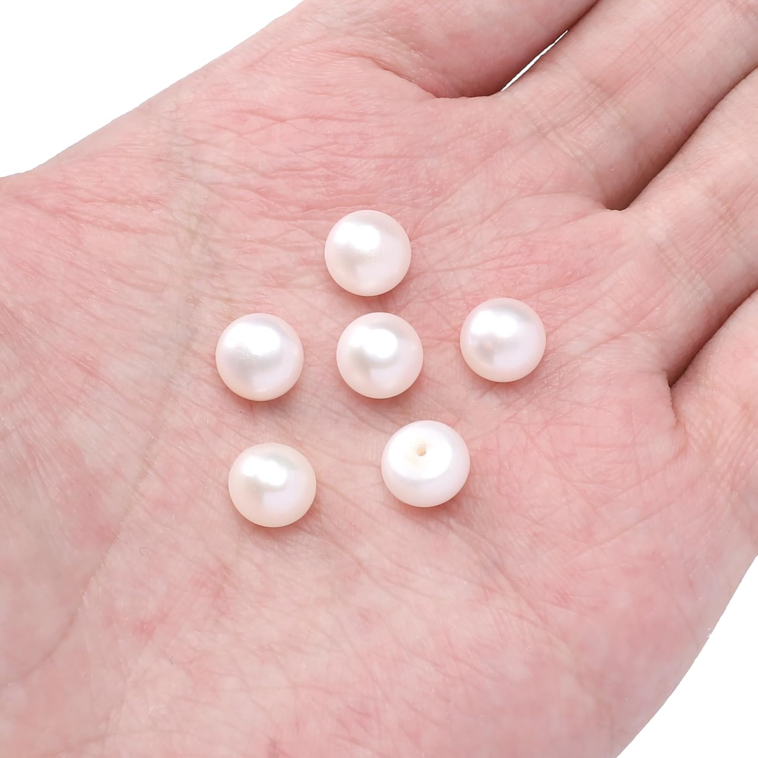 Natural Half Drilled Pearl Beads White 8.5-9mm 6pcs AAAA Freshwater Cultured Loose Gemstone Beads for DIY Stud Earring Jewelry Making - Image 4