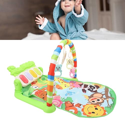 Miniatura 5 de Alfombra de juego para bebé, actividad musical alimentada por batería, piano para patear y jugar, gimnasio para recién nacidos y niños pequeños,