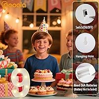 Vista 2 de Pooqla Letras y Números Decorativos con Luces LED, Letras y Números de Neón de Plástico Blanco para Decoración de Fiestas, Bodas, Funciona