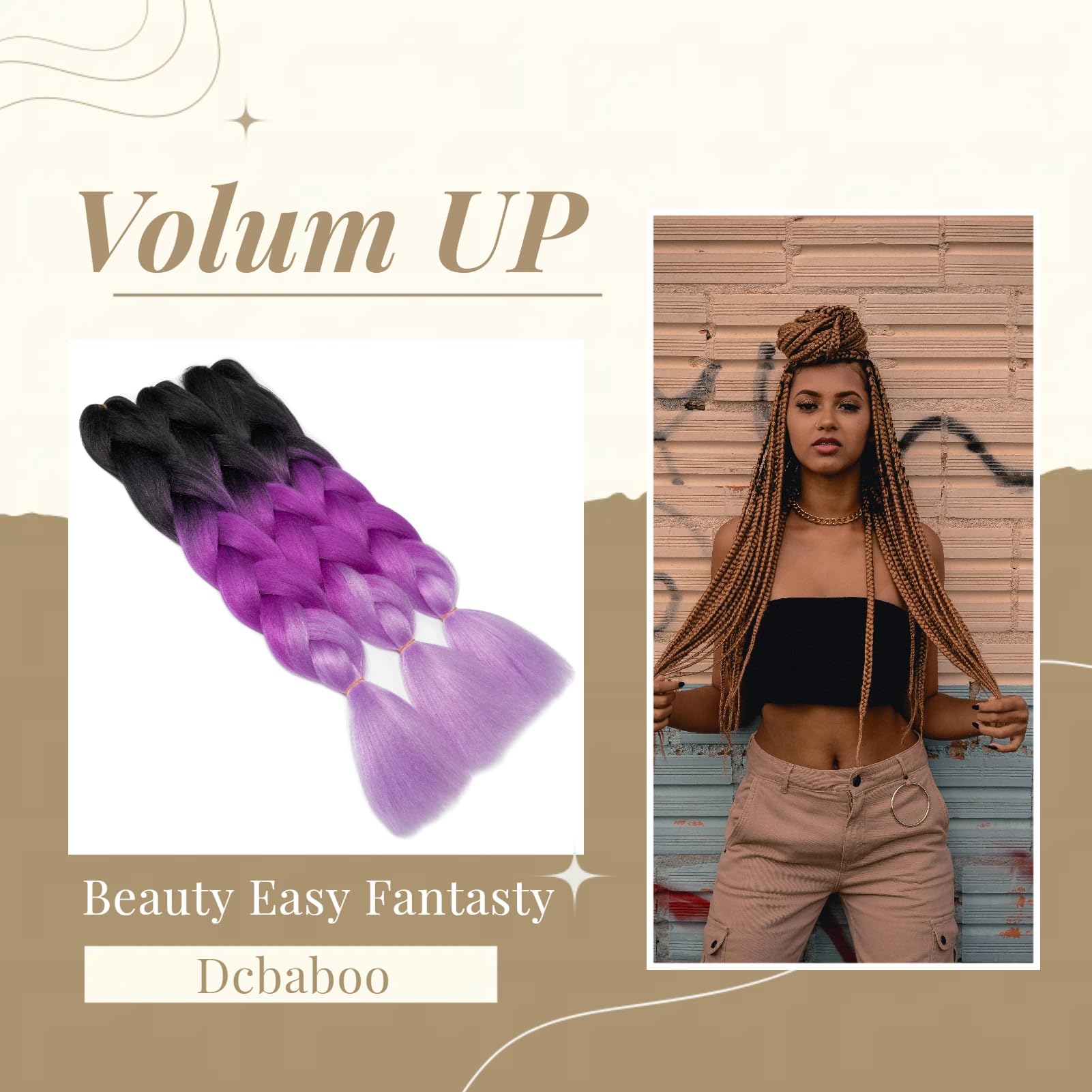 Dcbaboo Jumbo Braiding Hair Extensions 3packs 24inch Synthetic Hair Kanekalon Ombre Braids Afro Crochet Braids Twist Hair 300g - Image 3