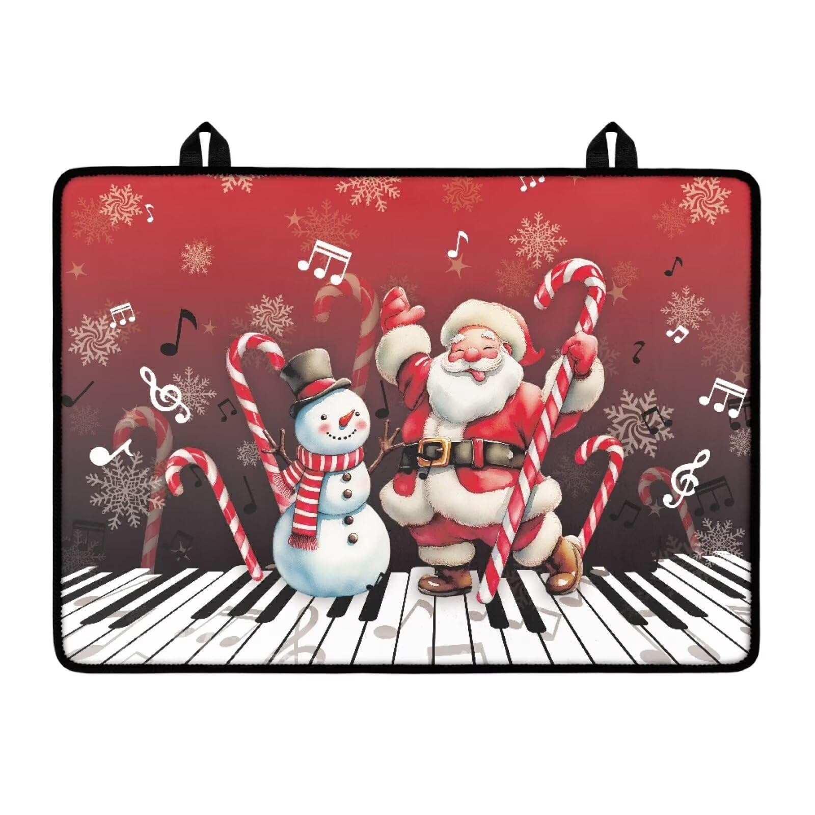 Electric Stove Insulation Mat, Santa Claus Christmas Snowman Cane, Heat Resistant Soft Glass Stove Top Protector 30x21 Inch Cooktop Cover Protector Wear Resistant Non-Slip Rubber Base