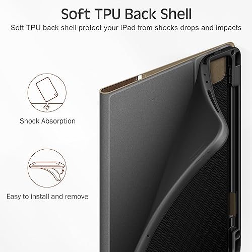 Miniatura 9 de KingBlanc Funda para iPad Pro de 11 pulgadas de 4322 generación (202220212020) con soporte para lápices, funda de soporte bicolor de cuero vegano,