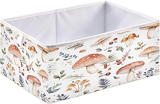 YETTASBIN Mushroom Rectangular Storage Bin, Large Foldable Storage Basket Toy Clothes Organizer Bin for Shelf, Closet, Nursery, Bedroom, Office, Home Decor