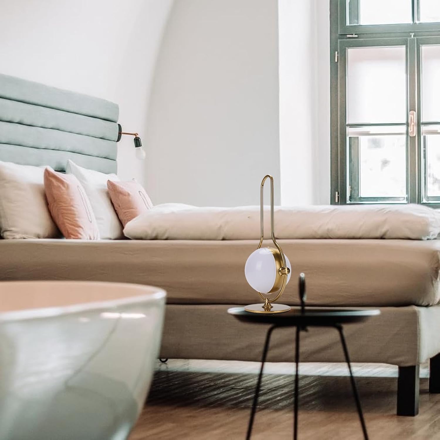 GOTOTOP Cordless Table Lamp Wireless LED Desk Lamp with 3 Color Stepless Dimmable Touch Control 2000mAh Battery for Bedroom Living Room Office Decor