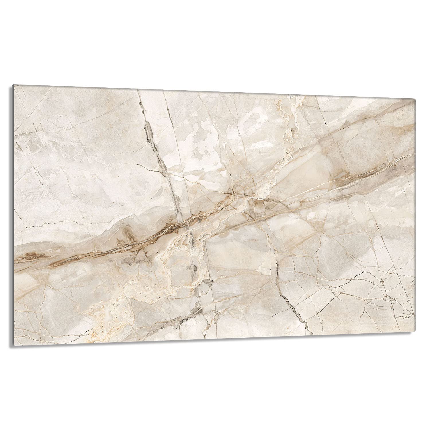 Herdabdeckplatte 80x52 cm 1-teilig Ceranfeldabdeckung Induktion Herdschutz Spritzschutz Glasplatte Deko Schneidebrett, Gehärtetes Glas, Marmor Beige