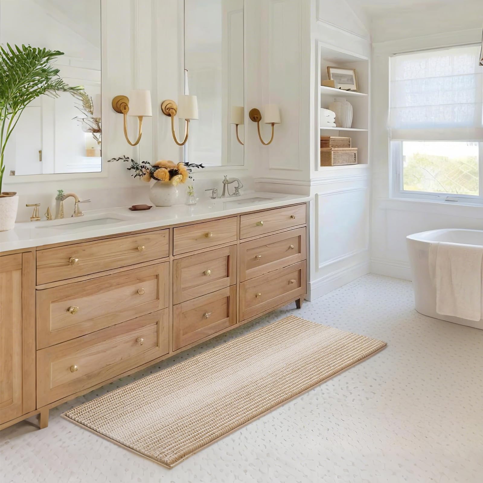 Ofrdncy Luxury Bathroom Mat Rug, 50x120cm, Extra Soft and Absorbent Microfiber Bath Mat Rug, Non-Slip Plush Shaggy Bath Carpet, Machine Wash Dry