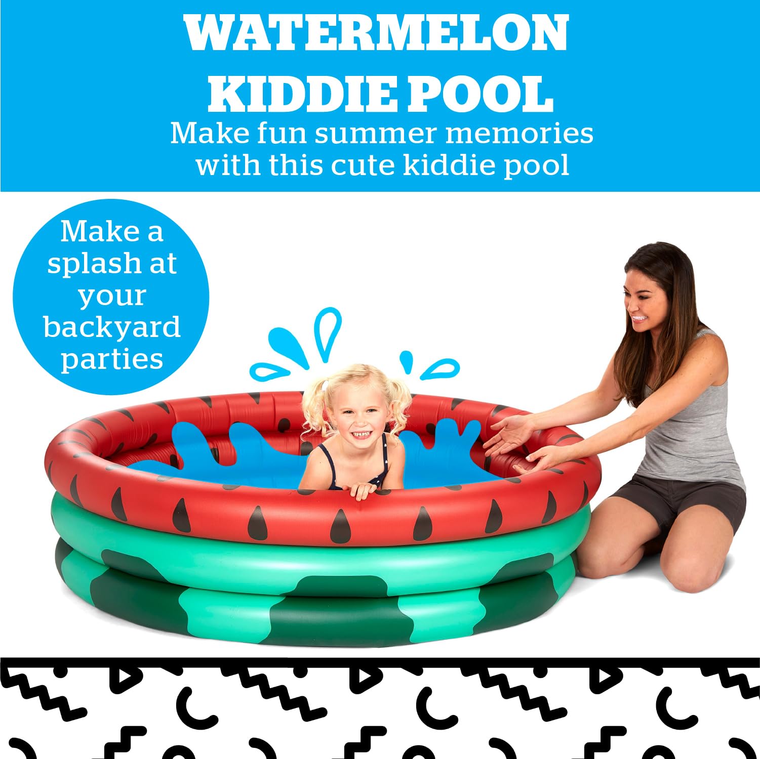 60-Inch Watermelon Inflatable Kiddie Pool – 5ft Durable Blow Up Pool For Kids, Babies, Toddlers (Indoor/Outdoor Use)