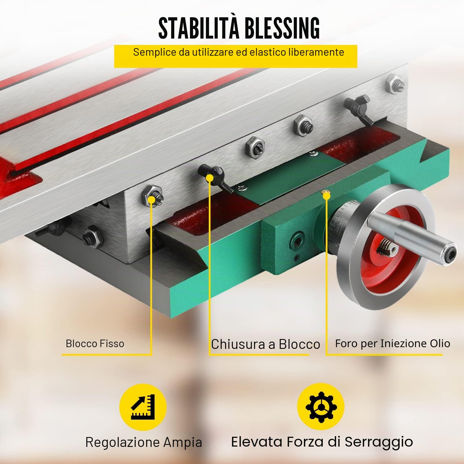 Mophorn Tavolo di fresatura 17.7 × 6.7 pollici Compound Slide Milling Table Multifunzione Cross Fresatrice Compound 2 Axis 4 Modi per tutti i supporti per trapano Fresatrice da banco, argento