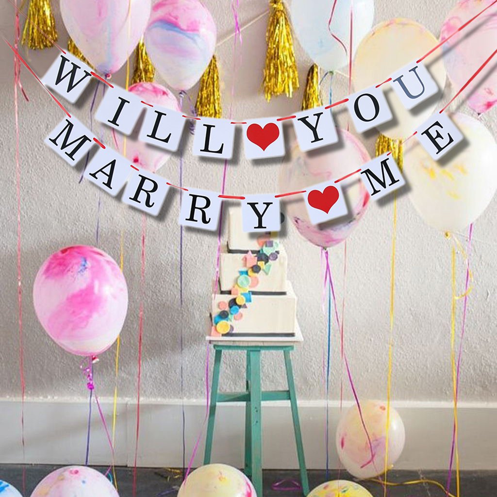 Papier-Wimpelkette, Aufschrift "Will You Marry Me", Hochzeitsbanner, Verlobung, Girlande, Dekoration, 10 Stück
