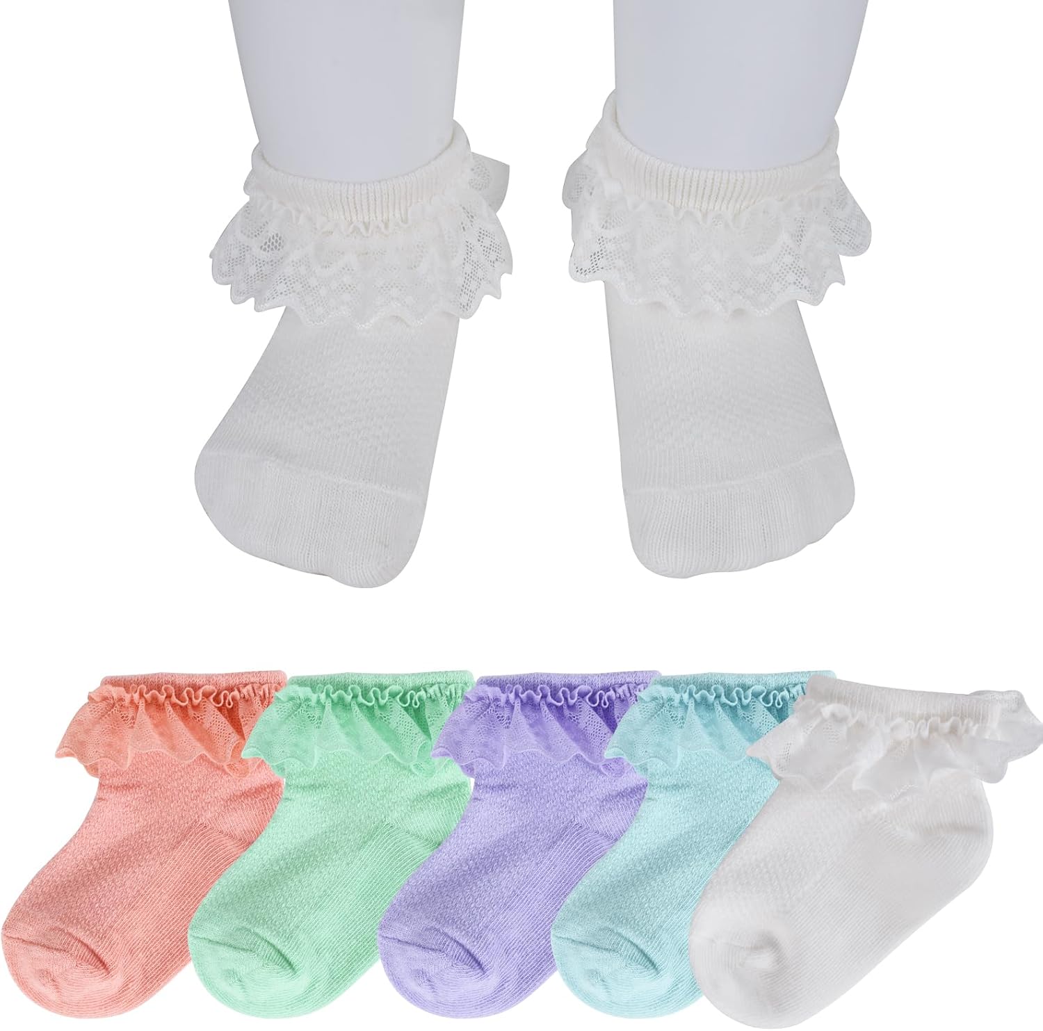 Newborn Socks Girl Baby Girl Lace Infant Little Girls Pack of 3/5