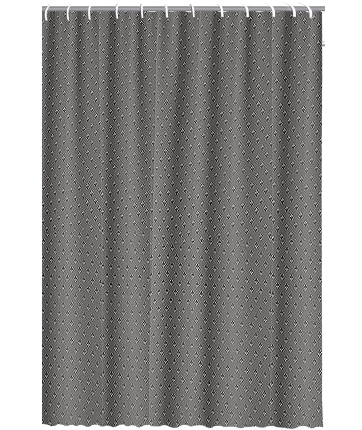 Htuk Grey Waterproof Shower Curtains 180 X 180Cm With 12 Hooks Mildew And Mould Resistant Fabric Shower Curtain 100% Polyester Diamond Pattern Shower Curtains (Grey)