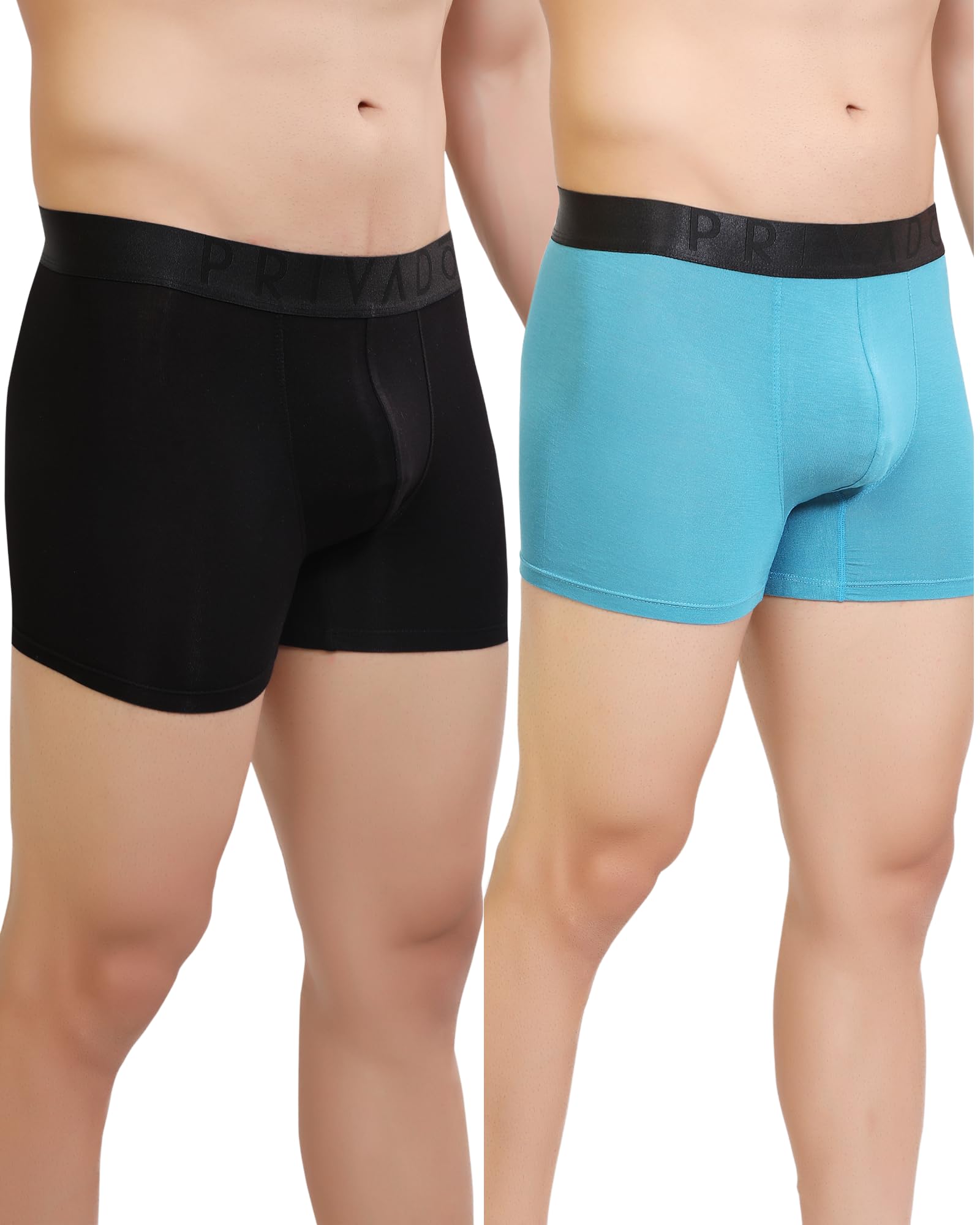 Men's Undergarments | Micromodal, Trunk Style, Soft Feel, Moisture Wicking | Combo - Pack of 2 | Onyx Black + Exotic Plume.-image-2
