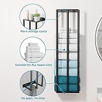 Vista 2 de Toalleros para baño de 31 pulgadas, montados en la pared, 2 estantes de metal sólido y 3 barras verticales, puede contener 6 toallas de baño grandes