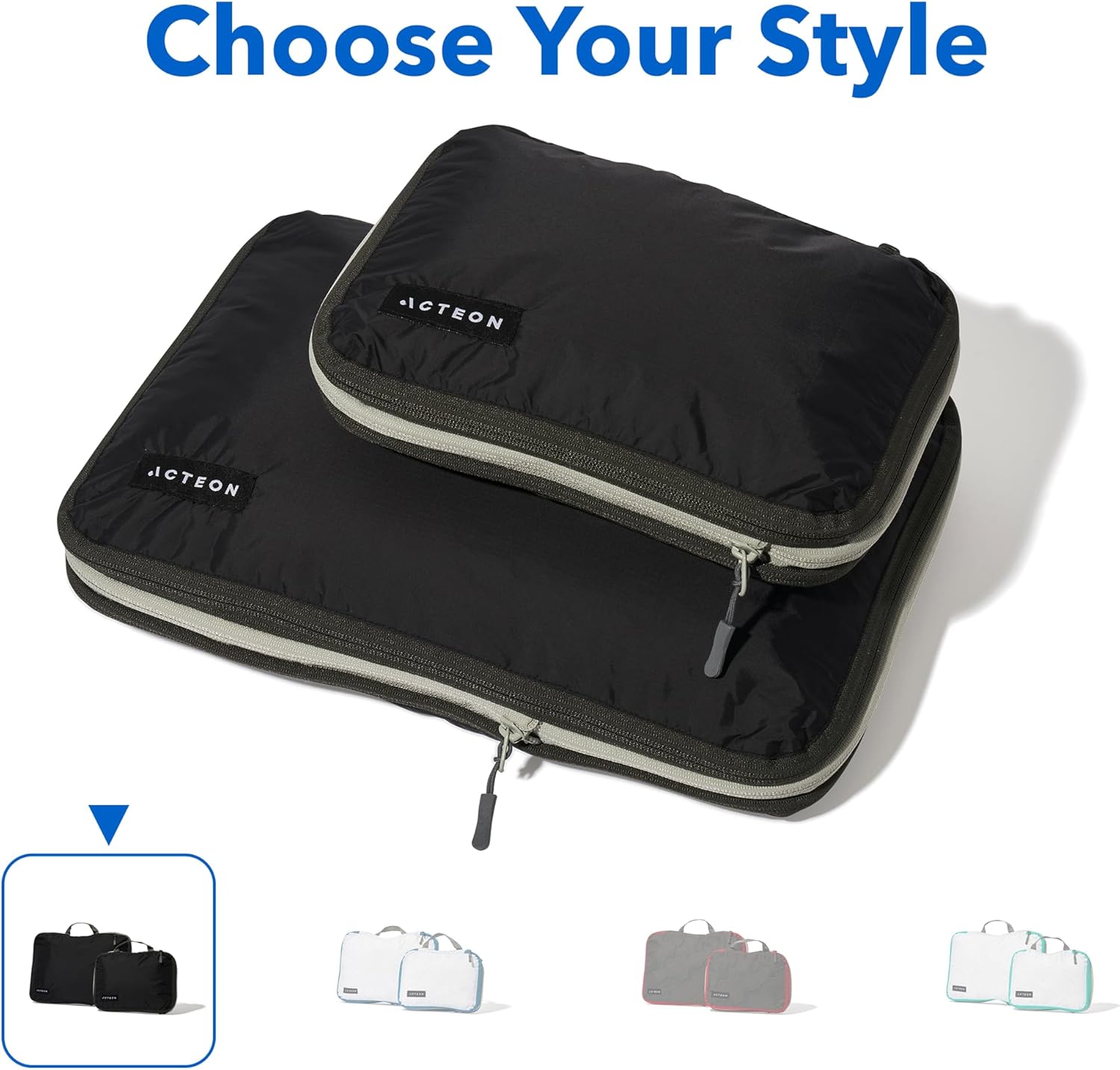 Acteon Compression Packing Cubes - 2 Pack Clean Dirty Separate Zipper - Lightweight Travel Packing Cubes for Luggage - Suitcase Organizer Travel Cubes - Large Small Laundry for Clothes Shoes Makeup
