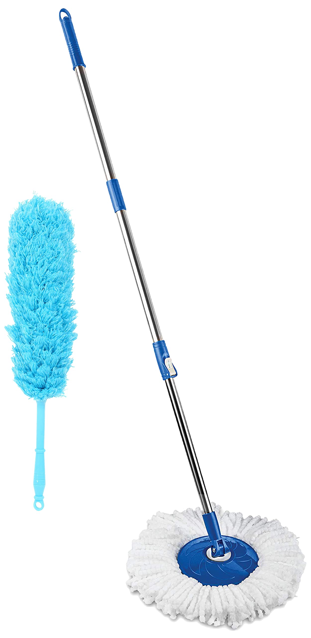 Gala Spin Mop Extendable Handle/Stick Rod with Microfiber Refill (150750), White & 153070 Multipurpose Microfiber Duster for Home and Car Use (Blue) (B09SQG5LY1) Amazon Price History, Amazon Price Tracker