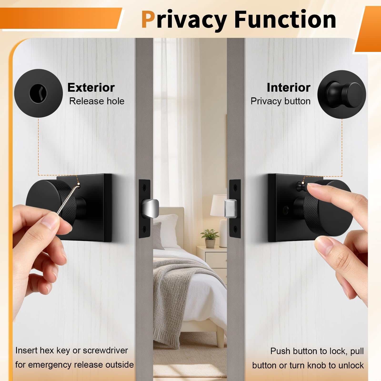 Probrico Black Door Knobs - 3 Pack Privacy Knobs -4 Probrico Black Door Knobs - 3 Pack Privacy Knobs -4