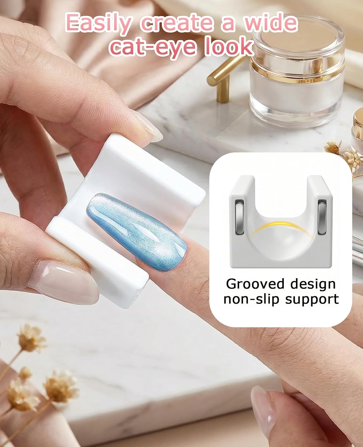 5D Horseshoe Magnet for Nail Polish Set, U Shaped Magnets for Nails Easy Multiple Cat Eye Effects