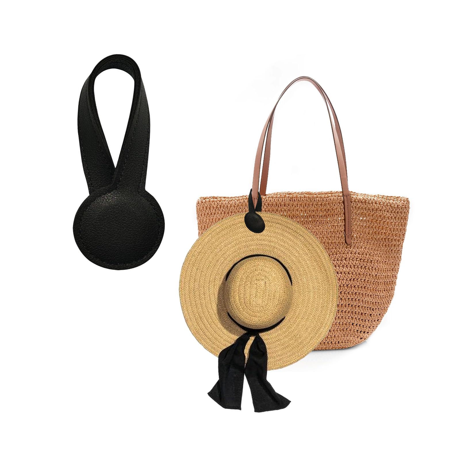 Travel Clip for Bags, Strong Leather Holder with Secure Closure, Lightweight Hook for Purses, Backpacks, Tote Bags, Luggage, Beach Accessories, and