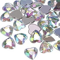 Vista 45 de MECCANIXITY 60 piezas de diamantes de imitación acrílicos de corazón de 0.59 pulgadas (0.591 in) con parte trasera plana, gemas de plástico