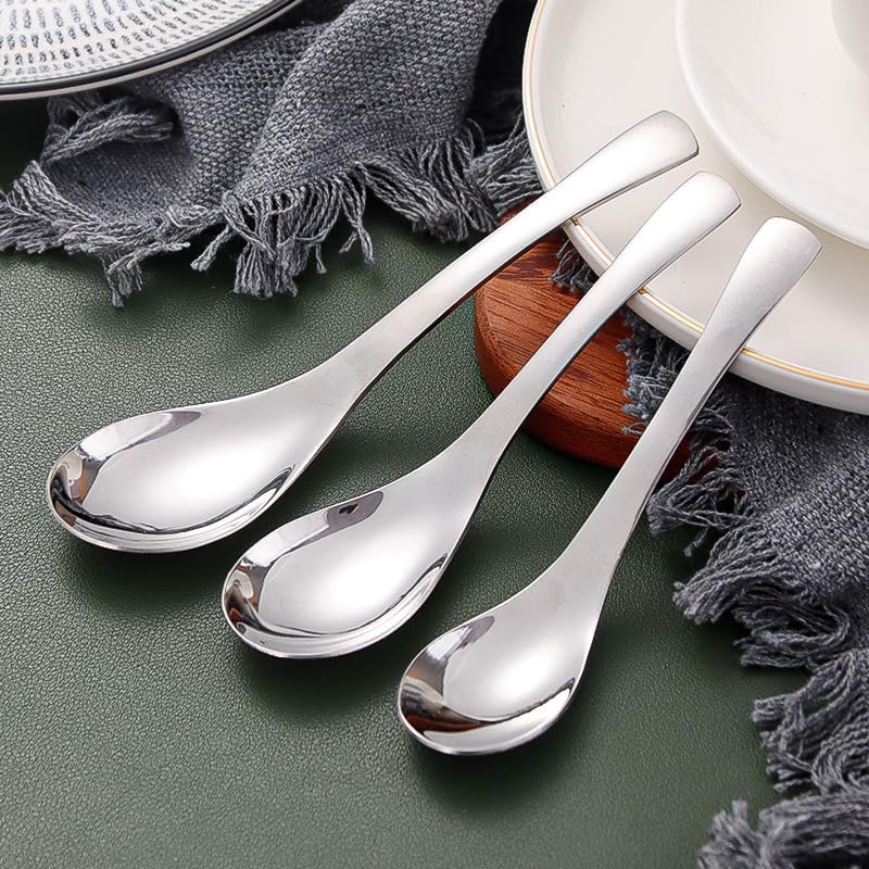 Silverware Flatware Set, 1/4/6/8/10/12 Pieces 304 Stainless Steel Spoons, Thickened Spoons, Dessert Spoons, Hotel Spoons, Household Spoons, Spoons(12 Pieces)