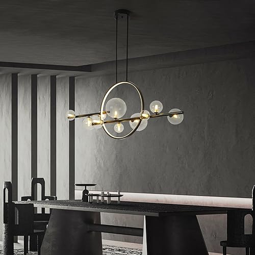 Miniatura 6 de Iluminación de isla de cocina, 10 luces, globo de vidrio transparente, lámpara Sputnik, lámpara colgante moderna de mediados de siglo, para cocina,