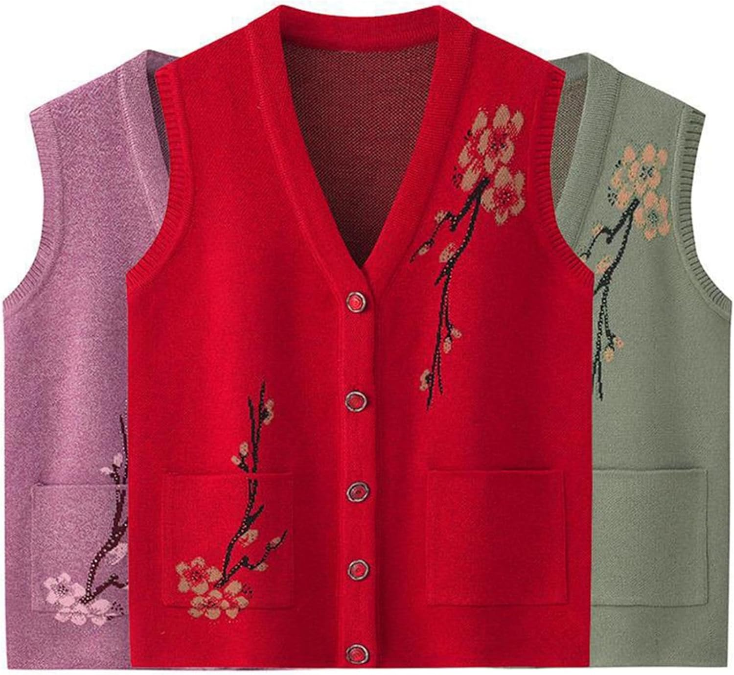 [RAMEMO] ニットベスト チョッキ 高齢者 柔らか 保温性 暖かい レディース カーディガン 婦人服 袖なし 体型カバー カジ