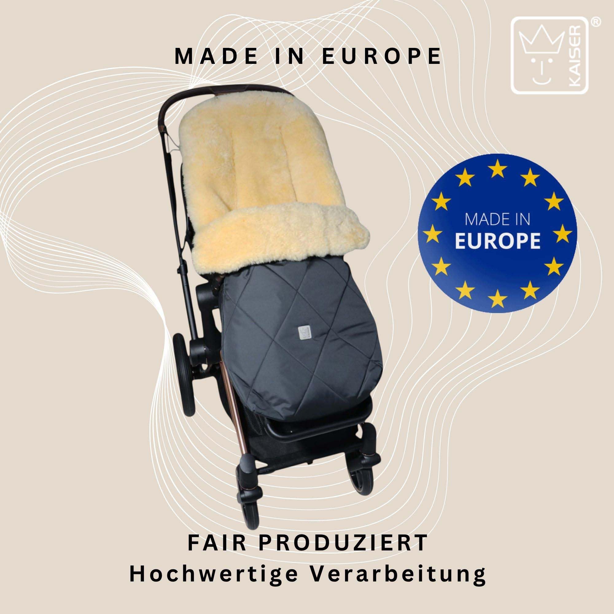 Kaiser Coosy Lammfell Kinderwagen Fußsack, 85 x 45 cm, Universal Passform (anthracite)