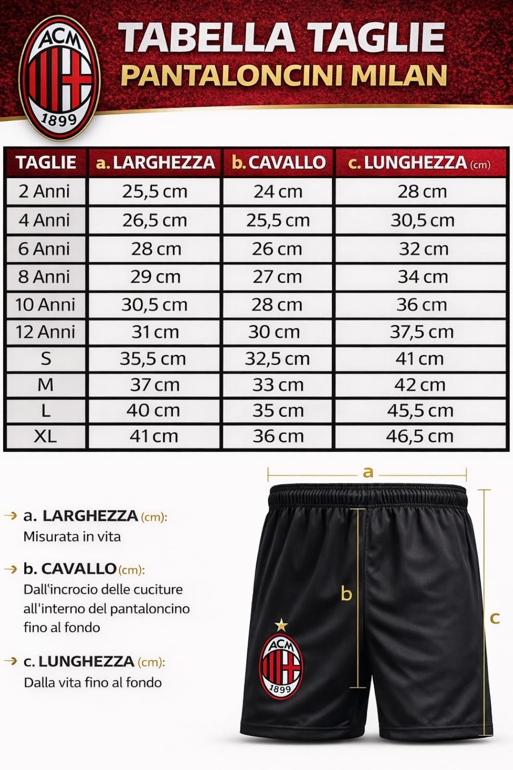 Pantaloncini Milan Replica Ufficiali Autorizzati - Pantaloni Adulto/Ragazzo/Bambino