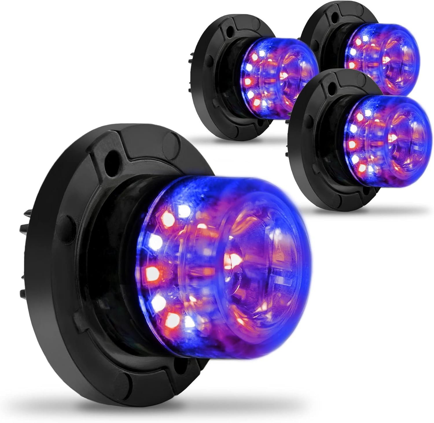 4pc SnakeEye III BLUE/RED 12W LED Hideaway Strobe Light