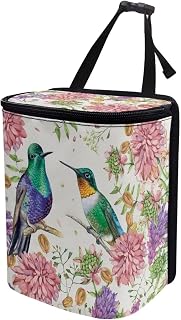 Yewattles Car Trash Can with Lid, Vintage Hummingbird Portable Garbage Bag Leak-Proof Car Storage Bag Car Garbage Can 3D Print Car Accessories Interior Organizer Storage Bin Hanging