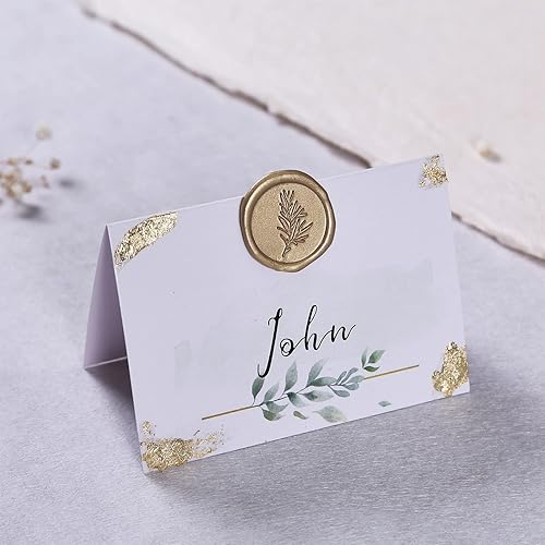 Miniatura 6 de UNIQOOO Pegatinas de Sello de Cera - Pegatinas de Sello de Sobre para Invitación de Boda de Romero, 100 Piezas de Pegatinas Metálicas Autoadhesivas